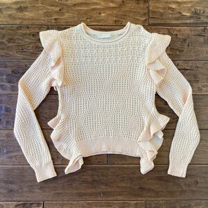 Ulla Johnson Ellery Pullover Sz Small Cream  100% Cotton Ruffles Crewneck